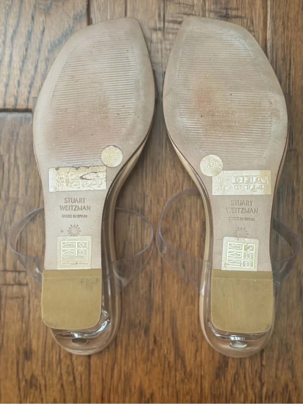 Stuart Weitzman Lucite Clear PVC Wedge Sandals - Picture 4 of 5